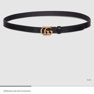 Gucci Black Leather Belt with Antique Gold Double G Buckle
